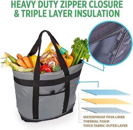 Insulated Grocery Shopping Bag Food Bag
